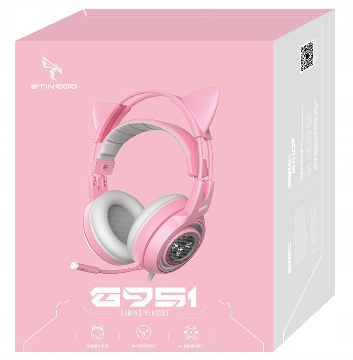 SŁUCHAWKI GAMINGOWE USB KOCIE USZY LED WIBRACJE !!