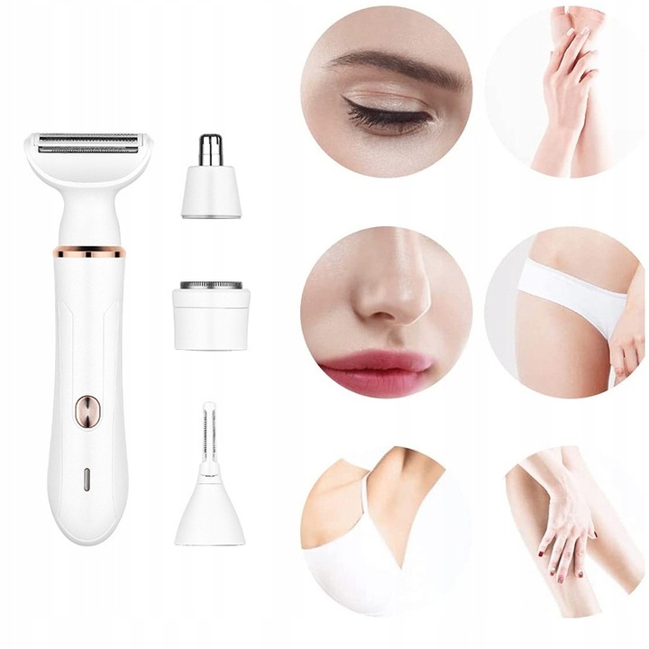 DEPILATOR TRYMER DAMSKI DO TWARZY I BRWI I NÓG 4W1 USB 5W