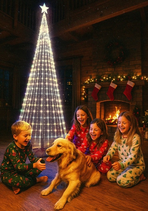 CHOINKA LED 180CM NA STELAŻU ZE ŚWIATEŁKAMI 8 TRYBÓW PROGRAMATOR IP44