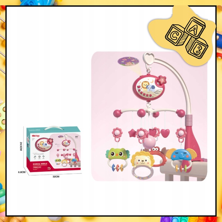 KARUZELKA DO ŁÓŻECZKA POZYTYWKA PROJEKTOR REGULACJA GŁOŚNOŚCI + PILOT