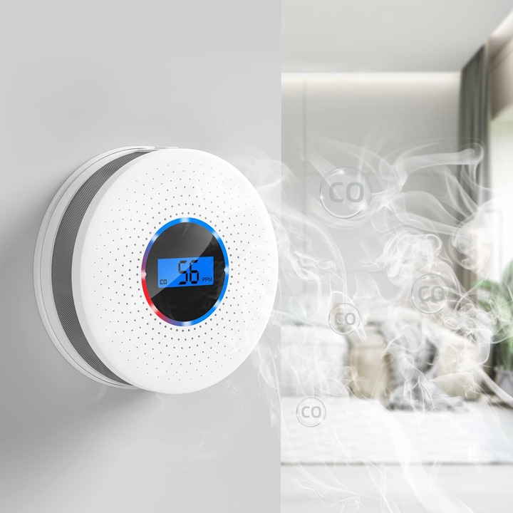Czujnik czadu i dymu detektor tlenku węgla CO LCD JKD-512COM CE