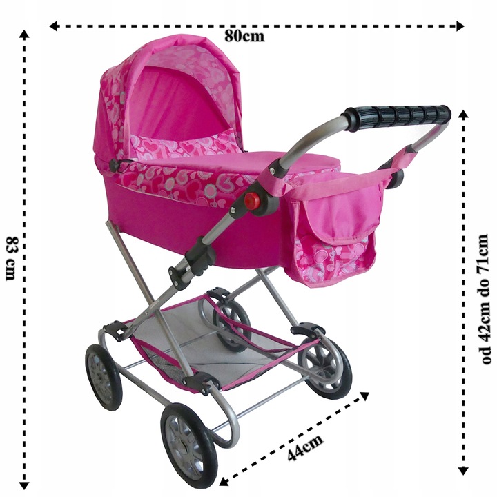 WÓZEK DUŻY DLA LALEK GŁĘBOKI + Pościel+Torebka PL