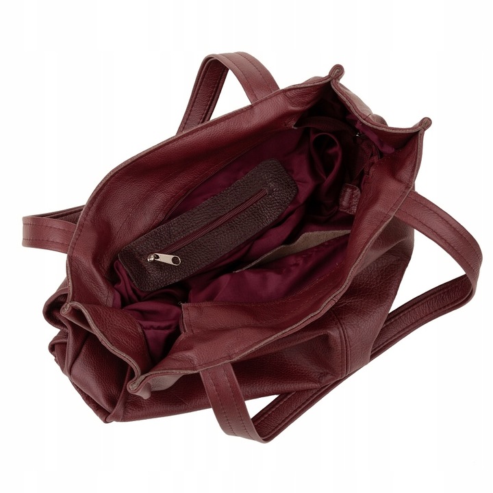 BORDOWA TOREBKA SKÓRA NATURALNA bordo SHOPPER MODNA TORBA A4 WOREK