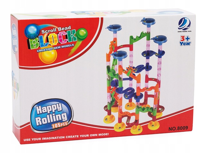 TOR KULKOWY KULODROM KLOCKI KONSTRUKCYJNE ZESTAW 105 EL KULKI 30 KULEK