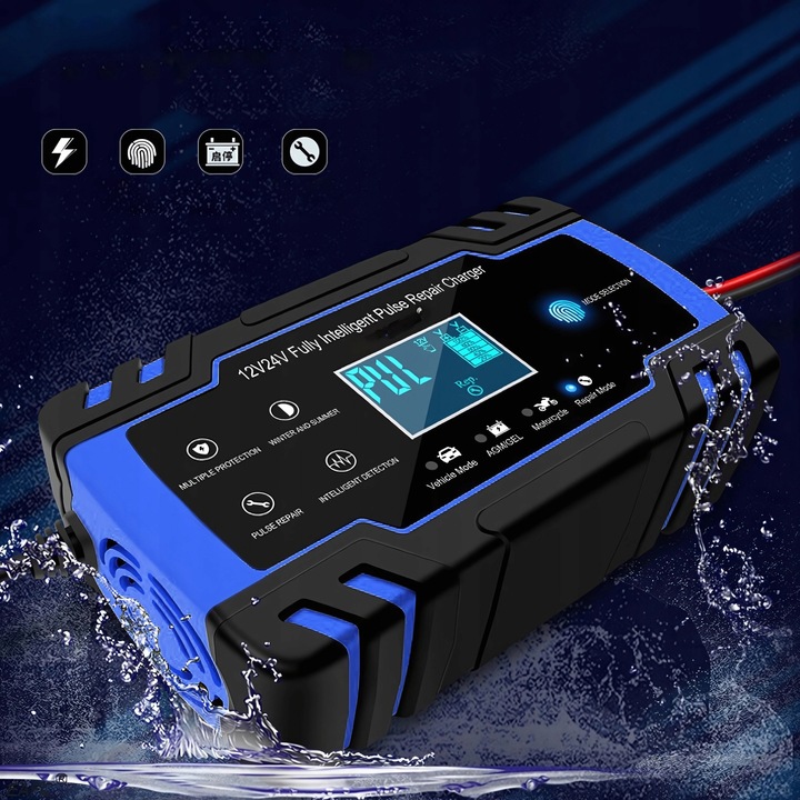 MOCNY INTELIGENTNY PROSTOWNIK ŁADOWARKA DO AKUMULATORA 12V 24V 8A In_Stock