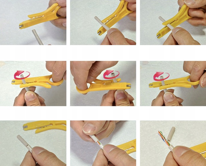 Tester RJ45 Zaciskarka Sieciowy Wciskacz Zestaw do Kabli Stripper Etui Wtyk