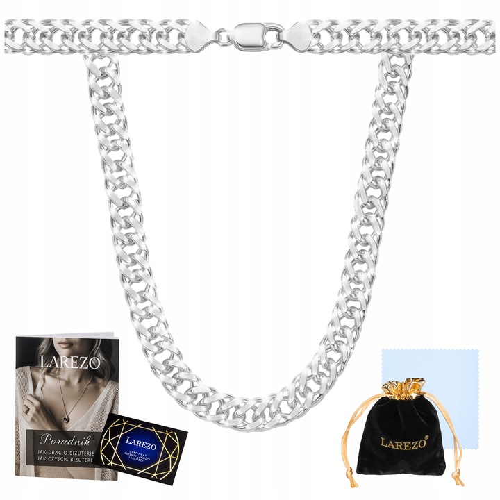 Łańcuszek Srebrny Męski Rombo 50 cm Podwójna Pancerka Pełny Mocny Łańcuch