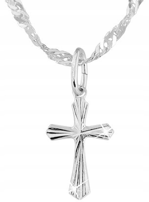 SREBRNY ŁAŃCUSZEK NASZYJNIK KRZYŻ KOMUNIA CHRZEST SREBRO 925 DLA DZIECKA