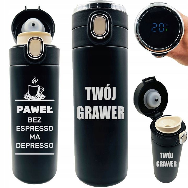 KUBEK TERMICZNY Z GRAWEREM TERMOS DO KAWY 420ml prezent męża żony taty niej