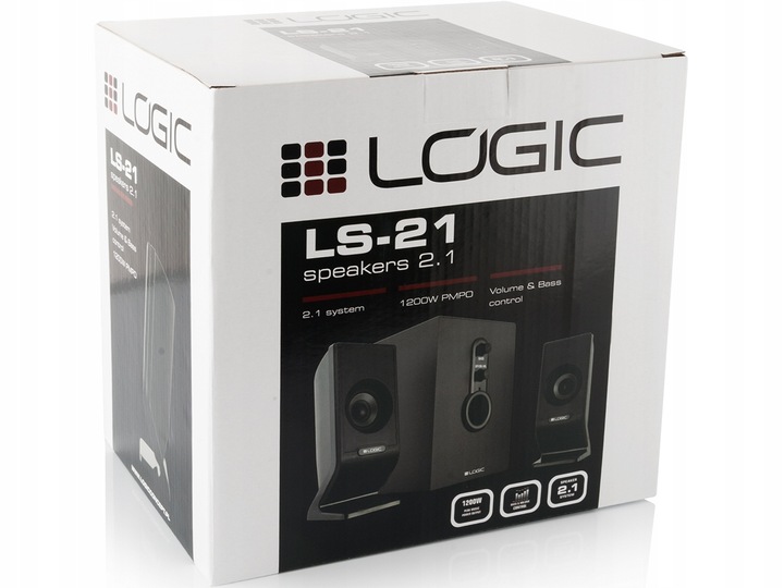 GŁOŚNIKI KOMPUTEROWE PC W SYSTEMIE 2.1 DWA GŁOŚNIKI + SUBWOOFER LOGIC LS-21