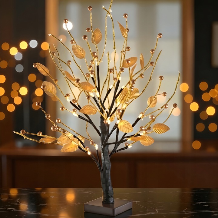 DRZEWKO LAMPKA DRZEWO LIŚCIASTE LED 55 CM LISTKI ŚWIECĄCE OZDOBA