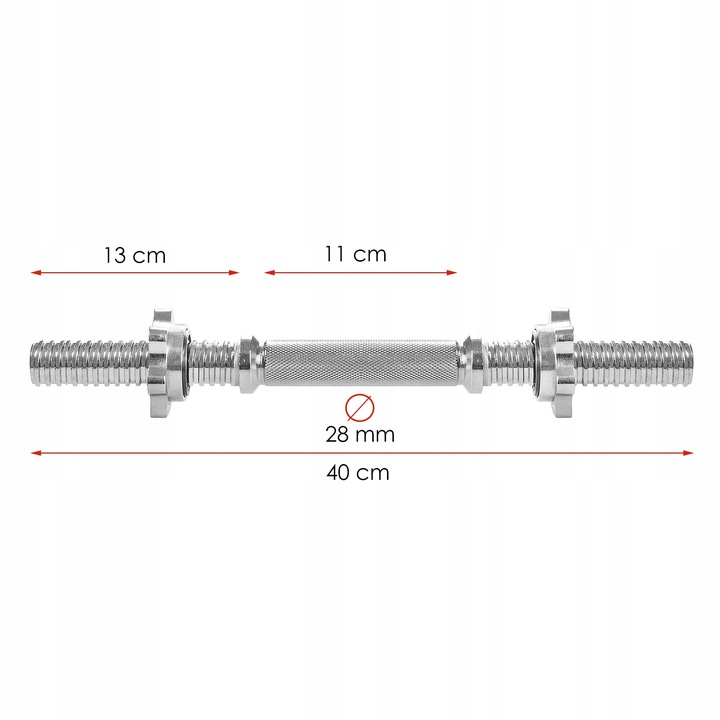 GRYF SZTANGIELKA + ZACISKI ZESTAW 40cm gryfik STAL 28mm do HANTLI KRÓTKI