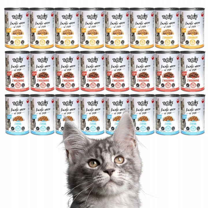 Bult Tuf Tuf kawałki 75% mięsa dla kota mix smaków zestaw 24x415g 9,96kg