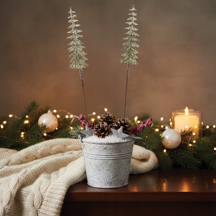 Mini choinki na druciku 44 cm ozdoby do stroika dekoracje świąteczne 12 szt