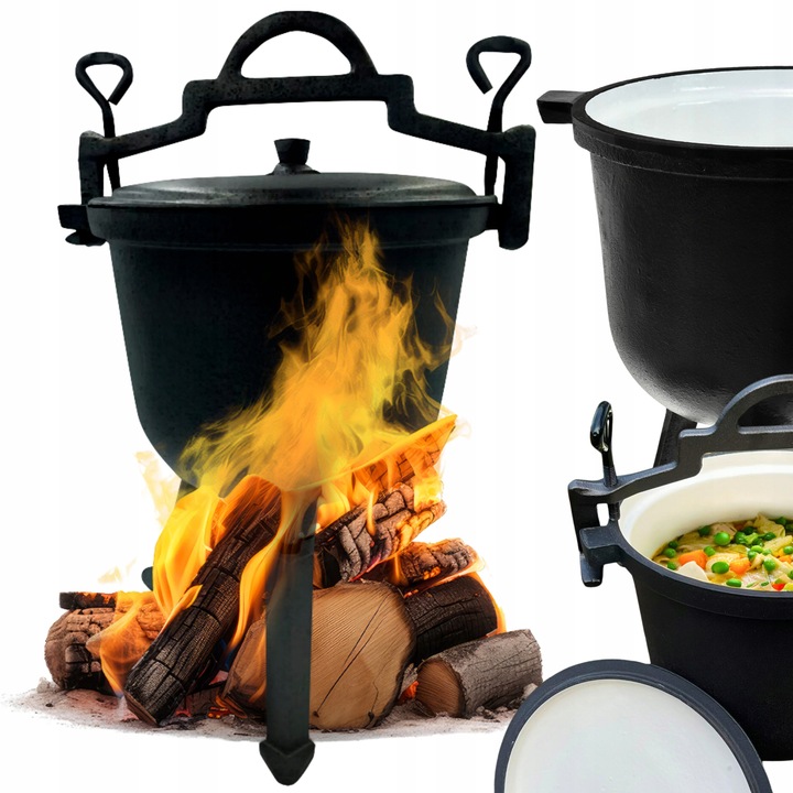 KOCIOŁEK ŻELIWNY EMALIOWANY GARNEK myśliwski węgierski 10L OGNISKO GRILL