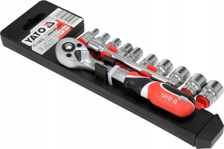 YATO ZESTAW KOMPLET NASADEK Z AKCESORIAMI 1/4",12 CZĘŚCI 72T YT-14432