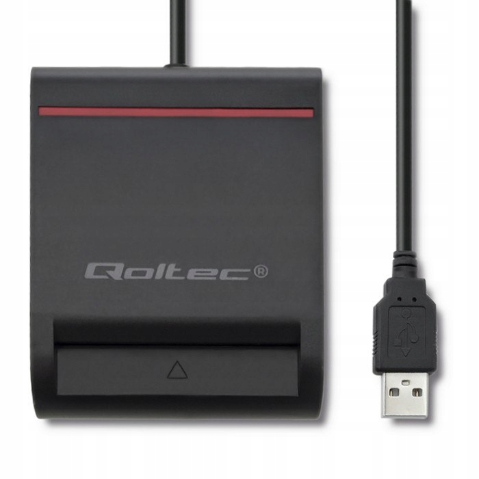 Qoltec Inteligentny czytnik chipowych kart ID SCR-0642 | USB 2.0 + Adapter