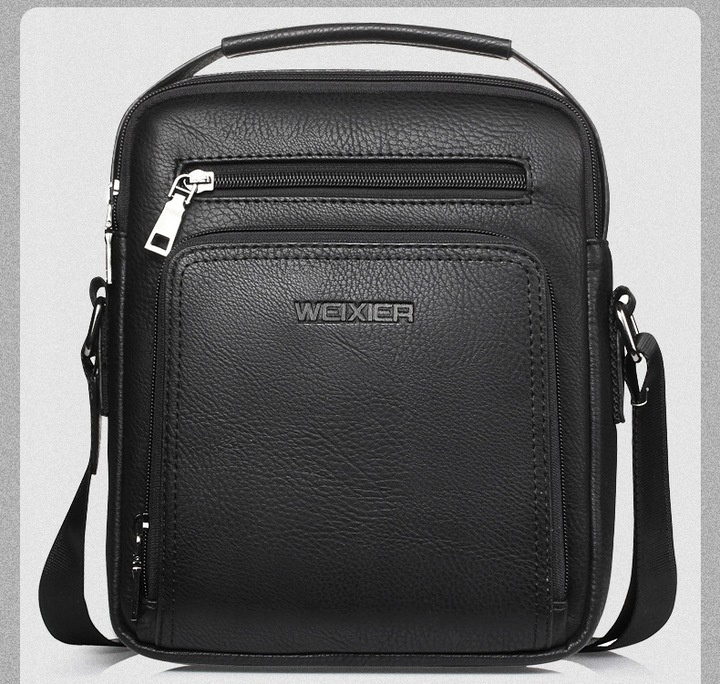 SASZETKA MĘSKA SKÓRZANA TORBA NA RAMIĘ DO RĘKI BRĄZ Z KIESZENIĄ