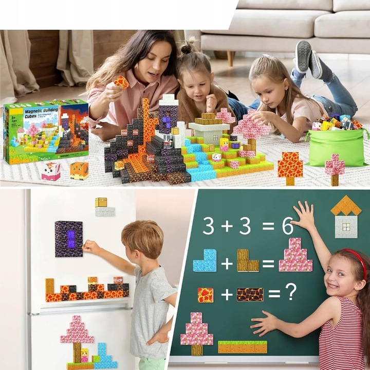 KLOCKI MAGNETYCZNE Sześciany Dla dzieci 79 KLOCKÓW