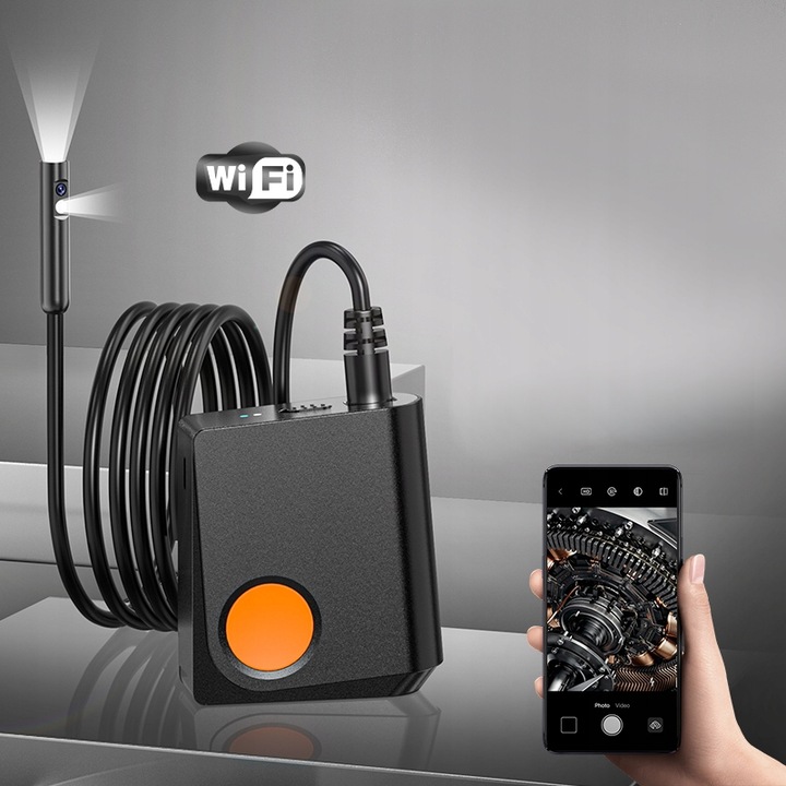 KAMERA INSPEKCYJNA ENDOSKOP WiFi Android iOS DUO LED WARSZTATOWA 5m PRZEWÓD