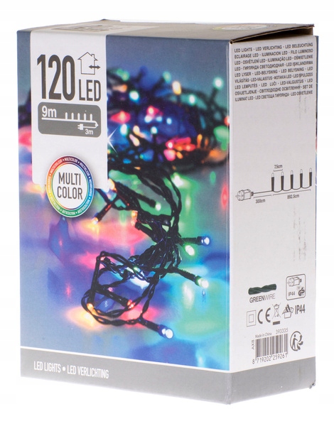 Lampki choinkowe na zewnątrz 9m 120 lampek