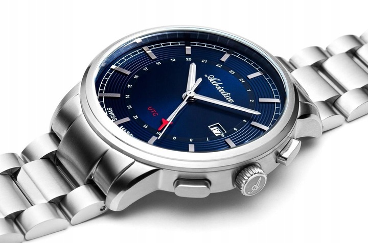 SZWAJCARSKI ZEGAREK MĘSKI ADRIATICA A8307.5115Q CLASSIC GMT DATA SZAFIR BOX
