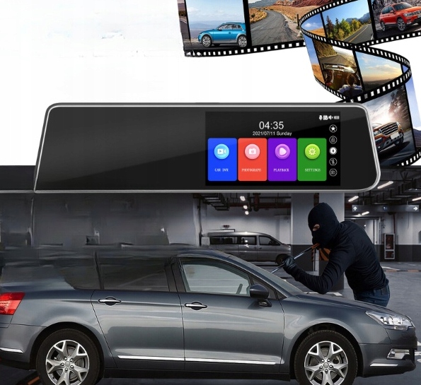 WIDEOREJESTRATOR DOTYKOWY KAMERA COFANIA LUSTERKO