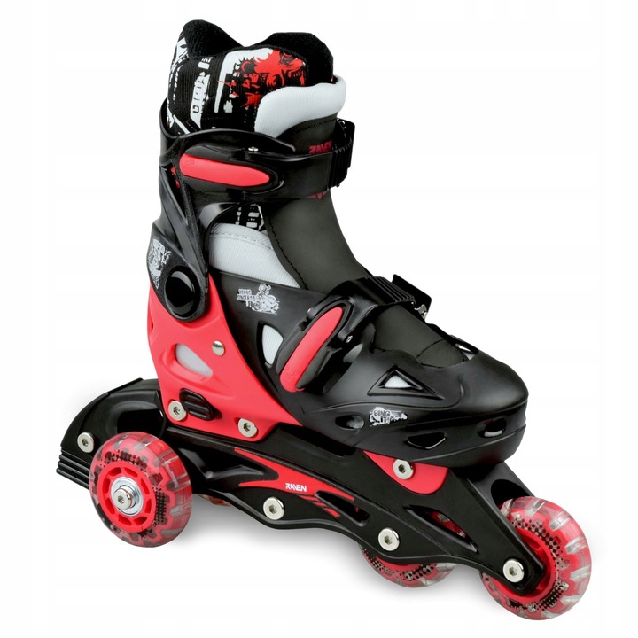Rolko-Wrotki 3w1 Regulowane RAVEN Singer Black/Red 33-36