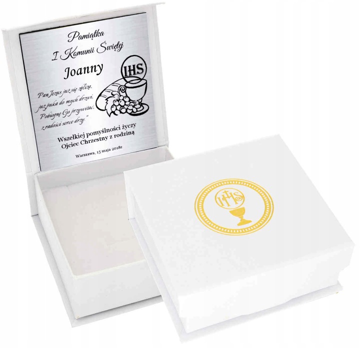Srebrny Łańcuszek z Medalikiem SREBRO 925 Chrzest Komunia Roczek Grawer