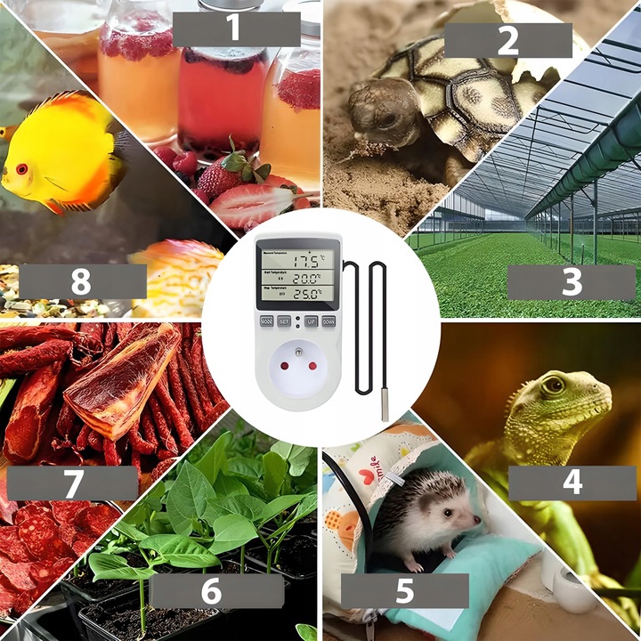 TERMOSTAT ELEKTRONICZNY CYFROWY REGULATOR TEMPERATURY 16A 250V GNIAZDO