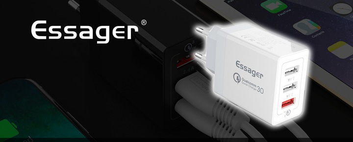 Szybka ładowarka sieciowa zasilacz 3x USB 30W QC3