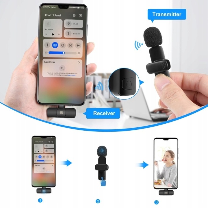 Bezprzewodowy Mikrofon Krawatowy na USB C PULUZ PU3082B