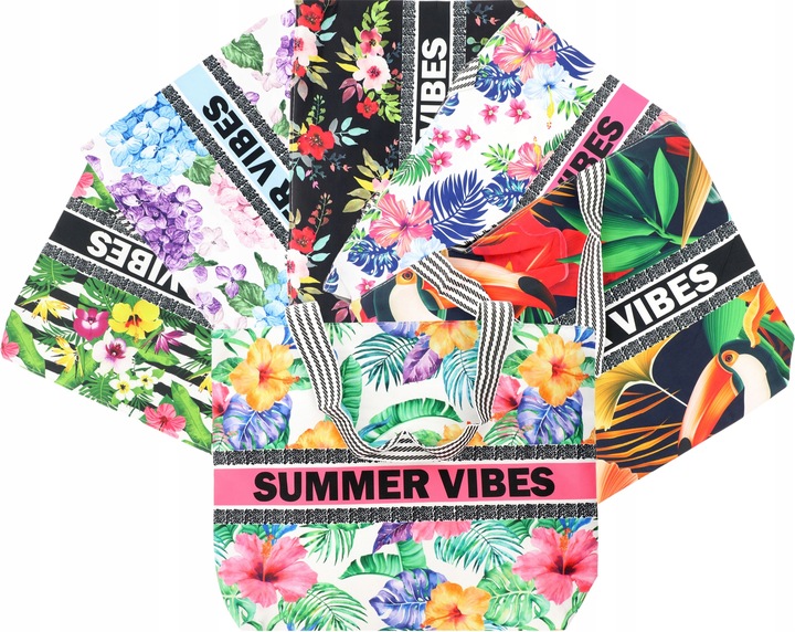 V2 TORBA PLAŻOWA SUMMER VIBES ZAPINANA SHOPPER TOREBKA NA PLAŻĘ PIKNIK MIX