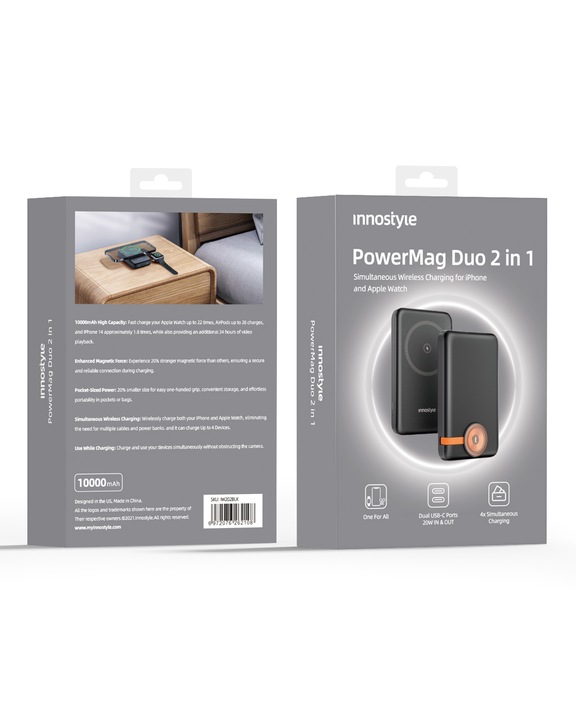 INNOSTYLE POWERDUO 2W1 SZYBKI POWERBANK INDUKCYJNY DO MAGSAFE WATCH 10000