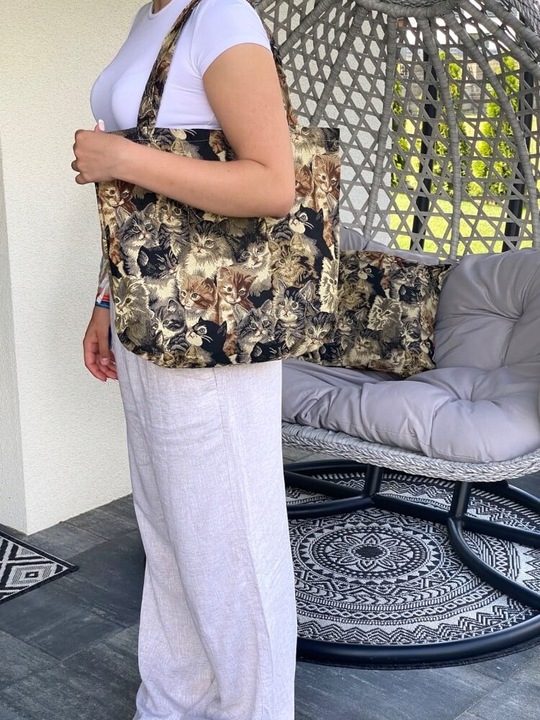 Gobelin Torba Duża 42x40 cm Kotki Koty