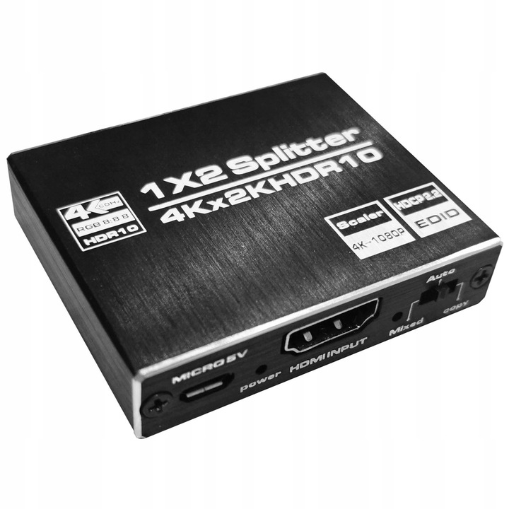 SPLITTER HDMI 2.0 ROZDZIELACZ 1x2 ULTRAHD HDCP 2.2 4K 60Hz - 2 telewizory