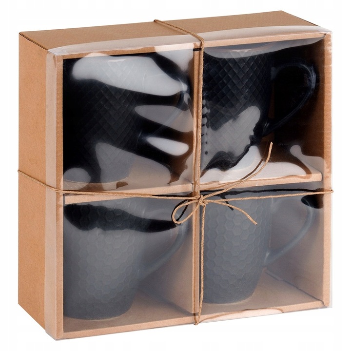 4x Kubki CZARNE do picia kawy herbaty ziół zestaw kubków kubek na prezent