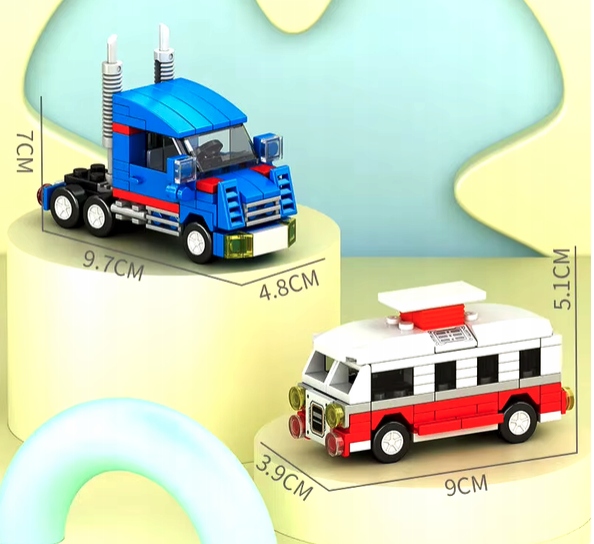 KLOCKI KONSTRUKCYJNE 8w1 POJAZDY MIEJSKIE ZESTAW KLOCKÓW DLA DZIECI