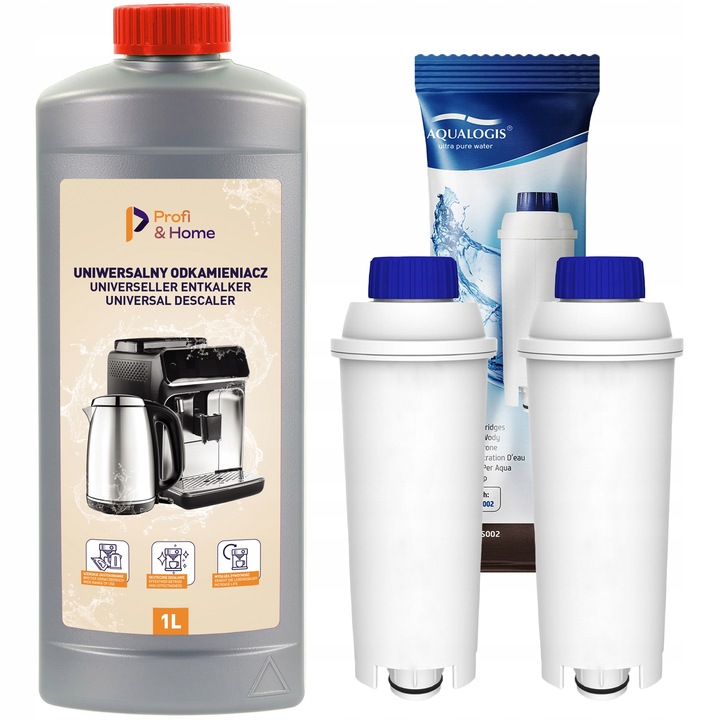 2x Filtr wody do ekspresu Delonghi + Odkamieniacz do delongi Profi&Home 1l