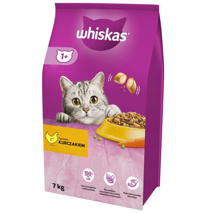 SUCHA KARMA WHISKAS ADULT Z PYSZNYM KURCZAKIEM 7KG