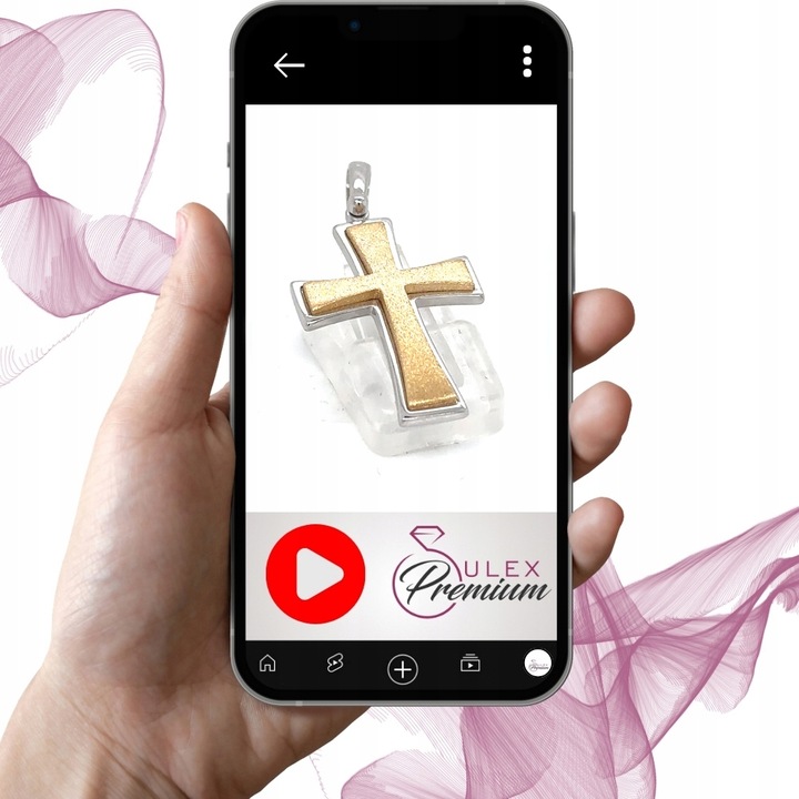 Krzyżyk Męski Srebrny Pozłacany Rodowany Elegancki Wysoka Jakość Srebro 925