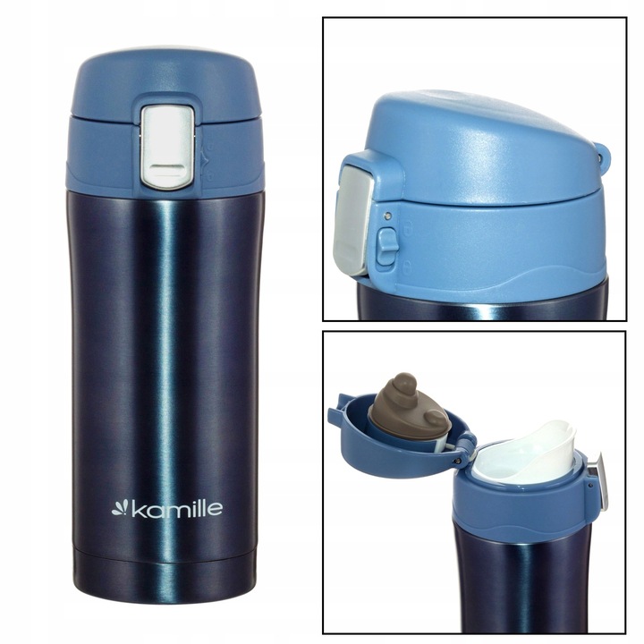 KUBEK TERMICZNY TERMOS STALOWY 100% SZCZELNY pojemny bidon KAMILLE 320 ml