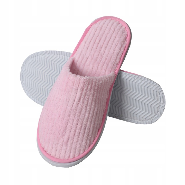 10 PAR Kapcie hotelowe Klapki uniwersalne FROTTE zakryte palce RÓŻOWE SPA