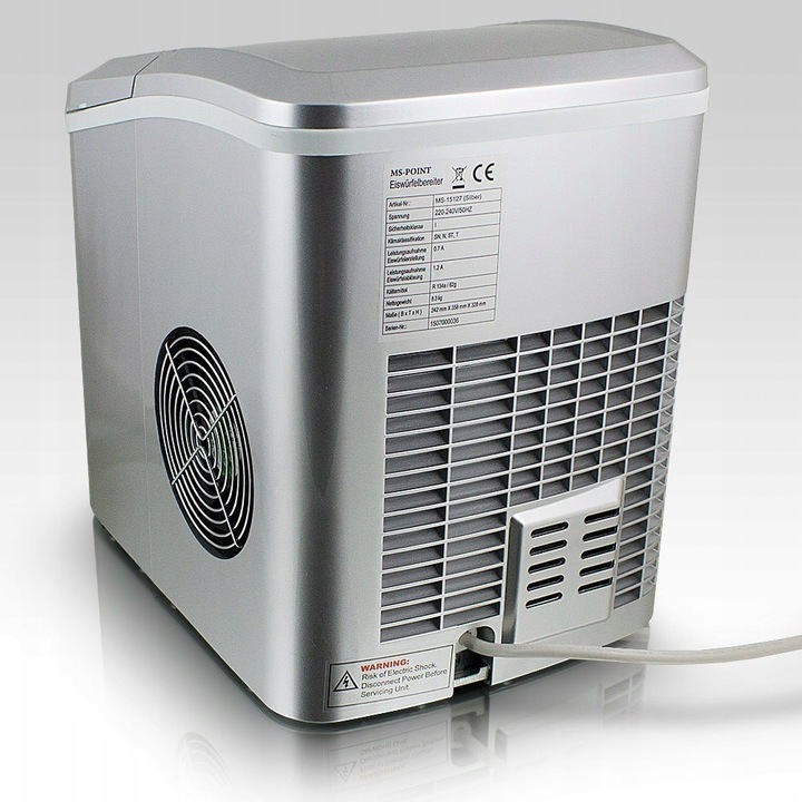 Kostkarka do lodu MOCNA srebrna REGULACJA WIELKOŚCI KOSTEK WYDAJNA BAROWA