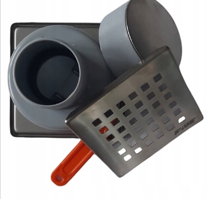 WPUST PODŁOGOWY NIERDZEWNY 10X10 ODEJŚCIE PIONOWE FI50 ANTYZAPACH INOX RAMA