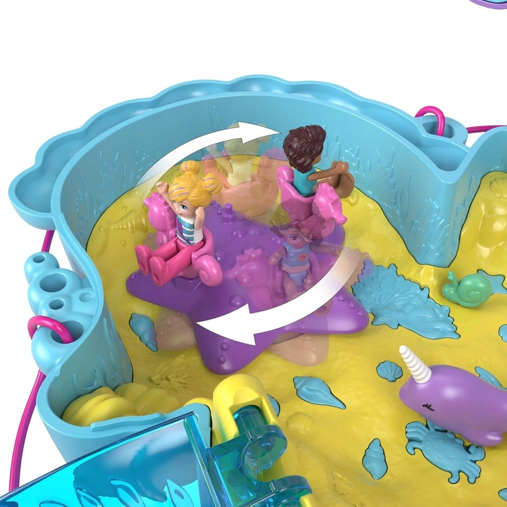 POLLY POCKET OTWIERANA TOREBKA KONIKI MORSKIE ZESTAW 2 MINILALKI + DODATKI