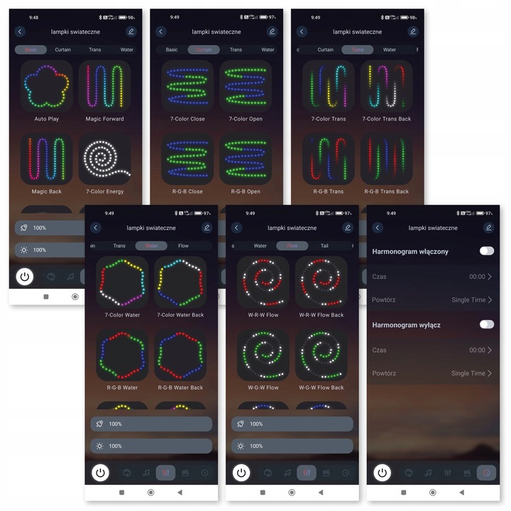 Inteligentne Lampki Świąteczne Choinkowe LED 10m Bluetooth SMART Aplikacja