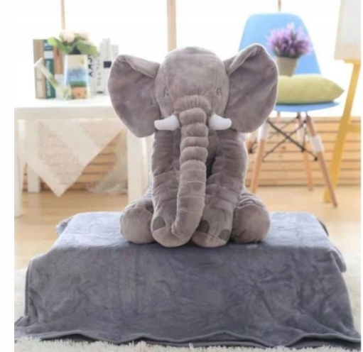 SŁOŃ MASKOTKA Z KOCYKIEM KOCEM XL PODUSZKA 4W1 MUFKA PRZYTULANKA PLUSZAK