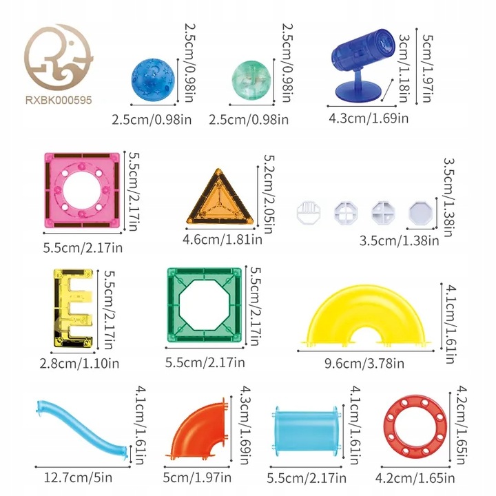 KLOCKI MAGNETYCZNE PANELE 110 EL DUŻY ŚWIECĄCY TOR KULKOWY DLA DZIECI