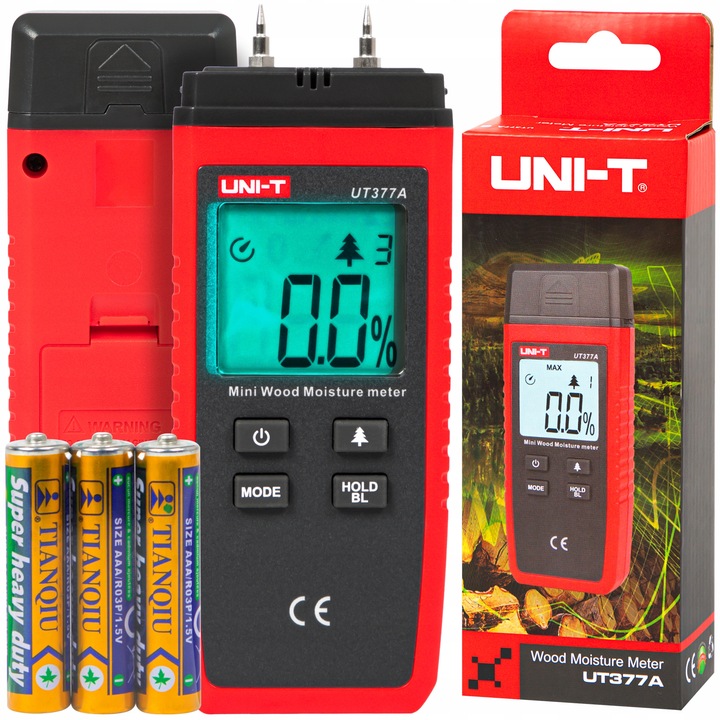 CYFROWY MIERNIK WILGOTNOŚCI DREWNA PAPIERU LCD ZESTAW UNI-T UT377A